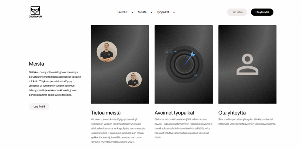 Diilitakuun uusi verkkosivusto keskittyy työnhakuun ja asiakashankintaan