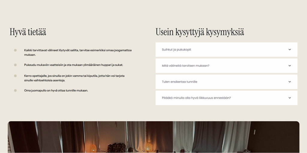 Joogastudion verkkosivuilla hengität syvään