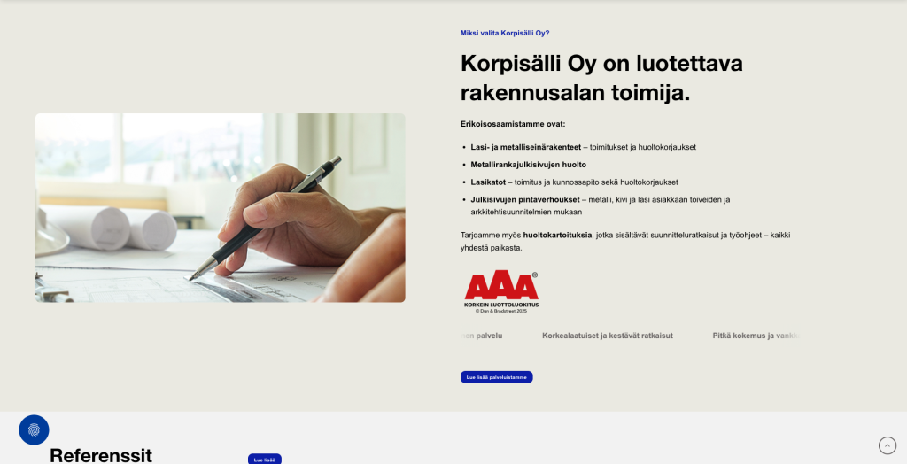 Uudenlainen ulkoasu julkisivurakentaja Korpisällille