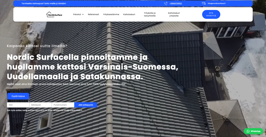 Uuden verkkosivuston avulla lisää liidejä Nordic Surfacelle