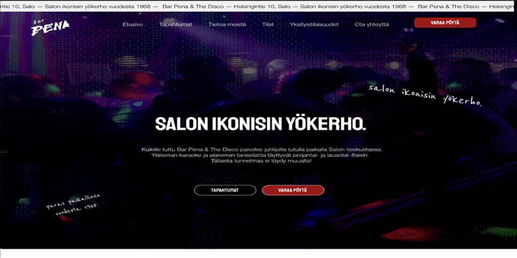Salon ikonisin yökerho — verkkosivujen visuaalinen uudistus