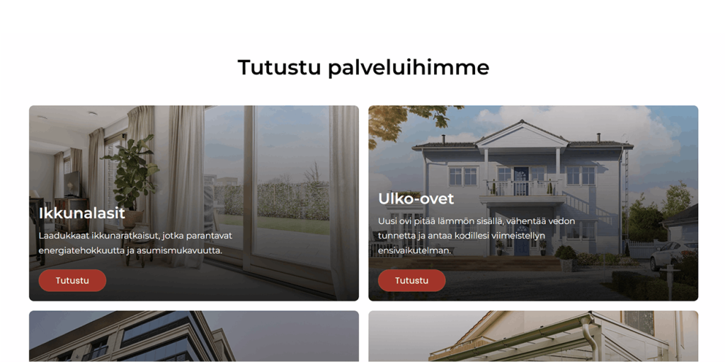 Uudet verkkosivut ovi- ja ikkunayritykselle Uudellamaalla