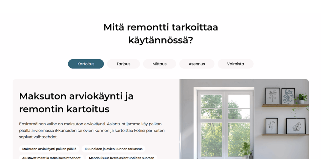 Uudet verkkosivut ovi- ja ikkunayritykselle Uudellamaalla